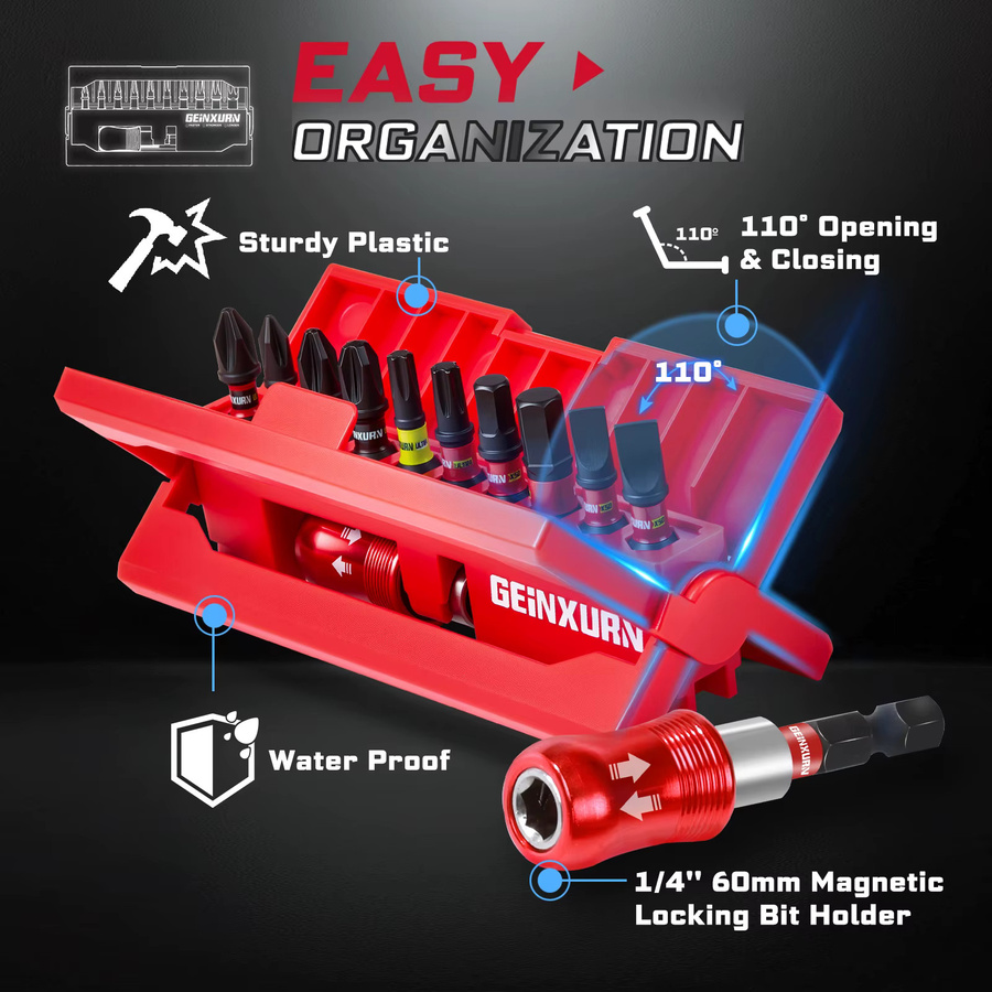 Geinxurn Impact Schraubendreher-Bits Ultimate Set aus S2-Stahl mit magnetischem Halt und Schlagbithalter - Bild 6