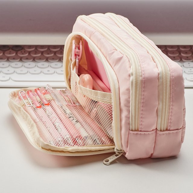 Niedliches Kawaii Federmäppchen im Ins-Stil mit großem Fassungsvermögen und mehreren Schichten für Studenten, erhältlich in Pink oder Purple - Bild 1