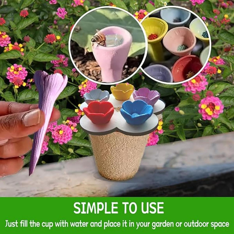 Bunter Bienenbecher von happinesshome als Bienentränke für deinen Garten - Bild 3