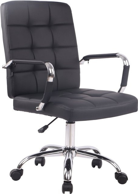 TPFLiving Bürostuhl Schwarz aus Kunstleder mit Armlehnen und Rollen, B/T/H: 59 x 63 x 120 cm - Bild 1