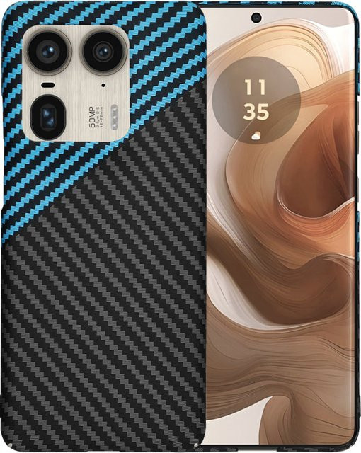 Techsuit Carbonite FiberShell Schutzhülle für Motorola Edge 50 Ultra in Schwarz Blau - Bild 1