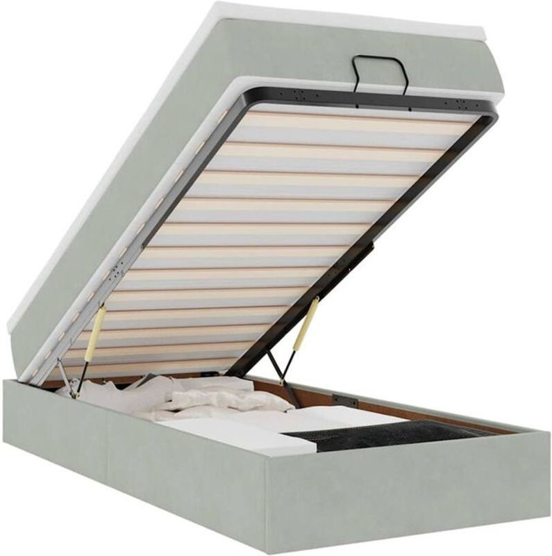 Vidaxl Ottoman Polsterbett mit Matratze aus Samt in Grau B/T/H: 90 x 190 x 23,5 cm - Bild 1