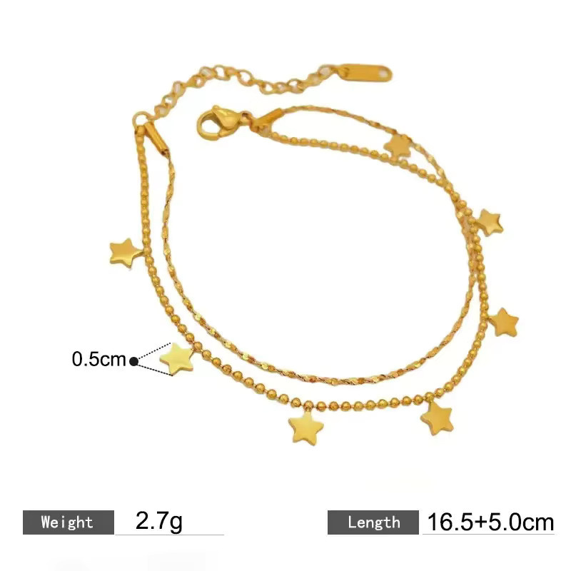 EILIECK Armband Edelstahl, Gold, Pentagramm-Sterne-Anhänger, Damen - Bild 2