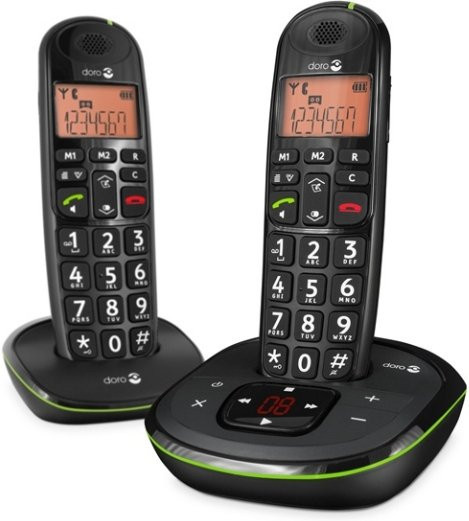 Doro PhoneEasy 105wr Duo Schnurlostelefon mit Anrufbeantworter und Anruferkennung in Schwarz - Bild 1