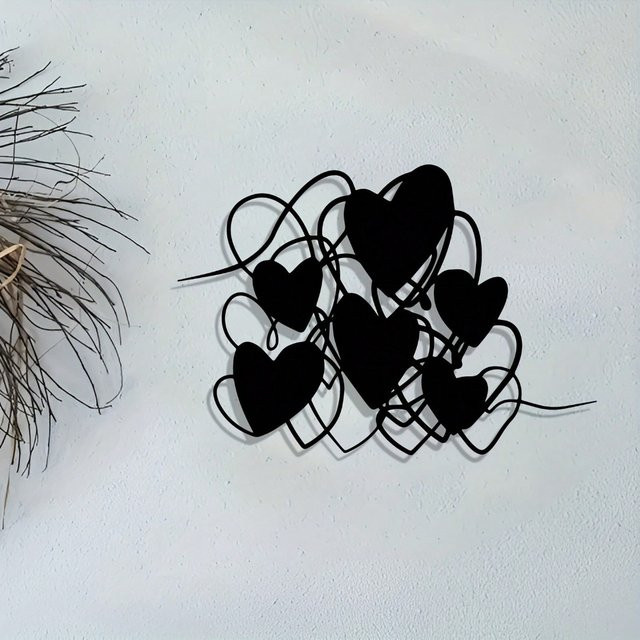 CIFBUY Wandkunst Herz aus Metall in Schwarz als lasergeschnittene Eisenskulptur zur Wandmontage - Bild 1