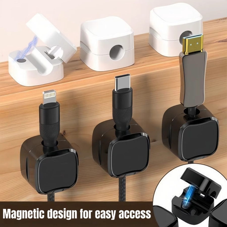 Magnetischer Kabelmanager zur Kabelorganisation, selbstklebende Kabelklemme für Datenkabel, verstellbar, in Schwarz oder Weiß - Bild 3