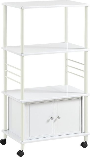SoBuy Küchenwagen in Weiß mit 3 Ablagen und 2 Türen, B/T/H: 60 x 40 x 114 cm - Bild 1