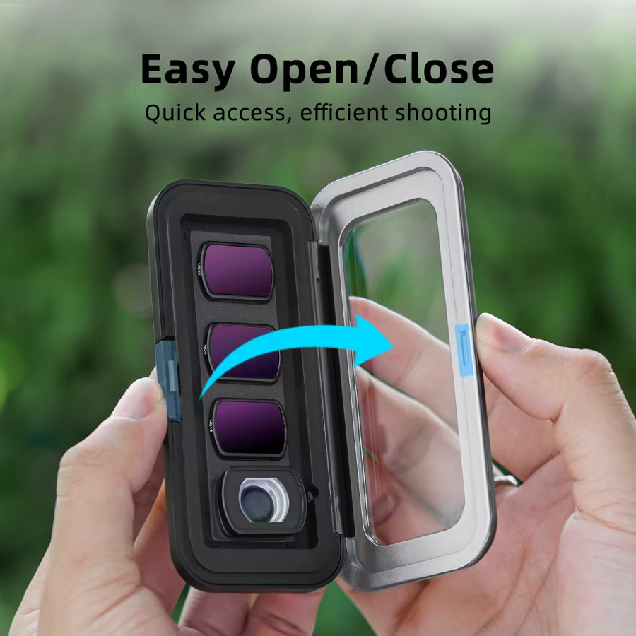 BRDRC Filter-Aufbewahrungsbox für DJI Pocket 3 und DJI Pocket 4, staubdichte Schutzbox für ND, CPL und UV Objektivfilter, Farbe: Schwarz - Bild 4