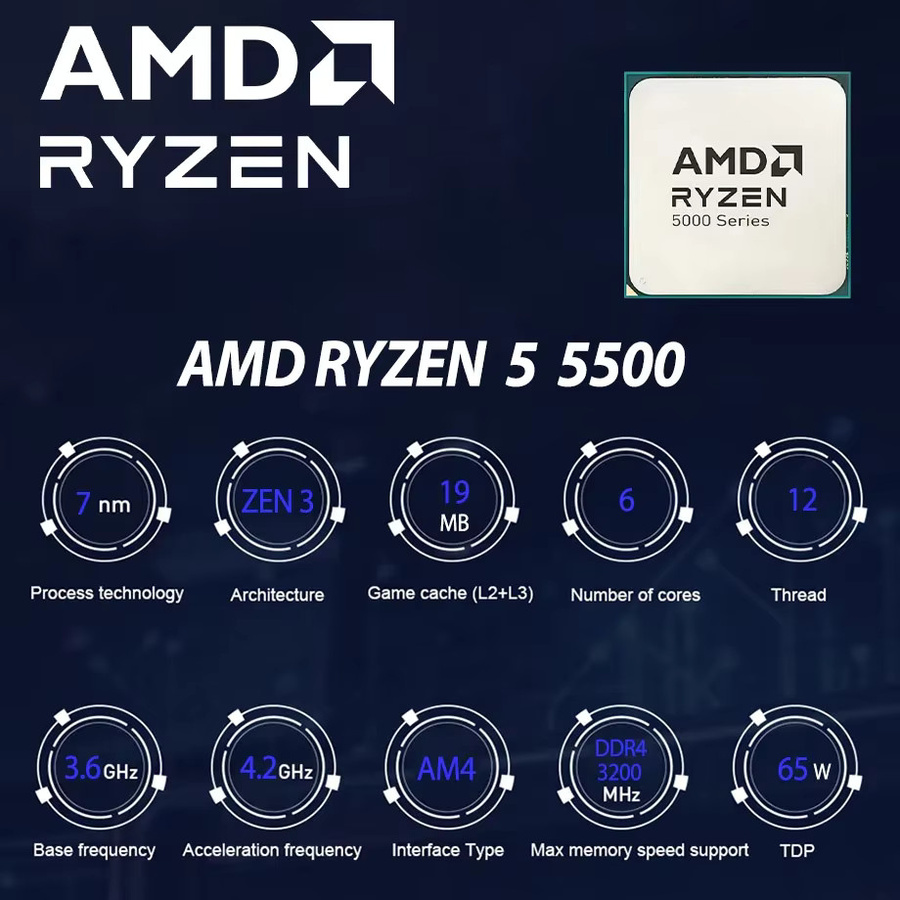 AMD Ryzen 5 5500 Prozessor Sechskern-Zwölfthreader 4,2 GHz 65W TDP Sockel AM4 - Bild 3