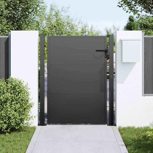 Gartentor Yiwydaa aus pulverbeschichtetem Stahl in Schwarz, Breite: 110 cm, Höhe: 130 cm - Bild 1