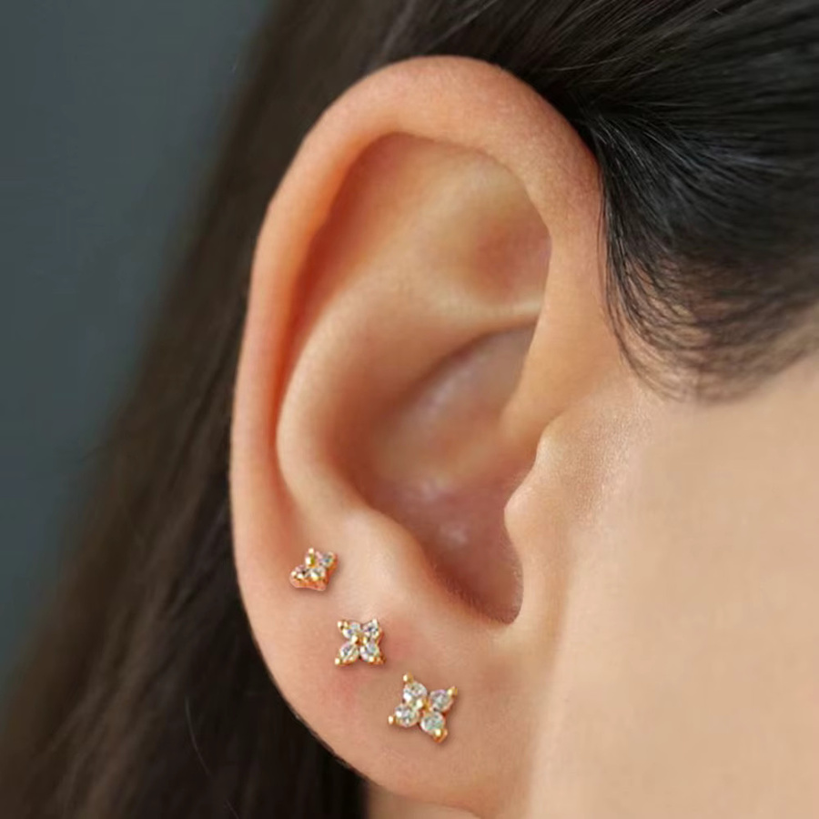 Mariasz Ohrstecker, Blume, Zirkonia, Gold, Damen - Bild 4