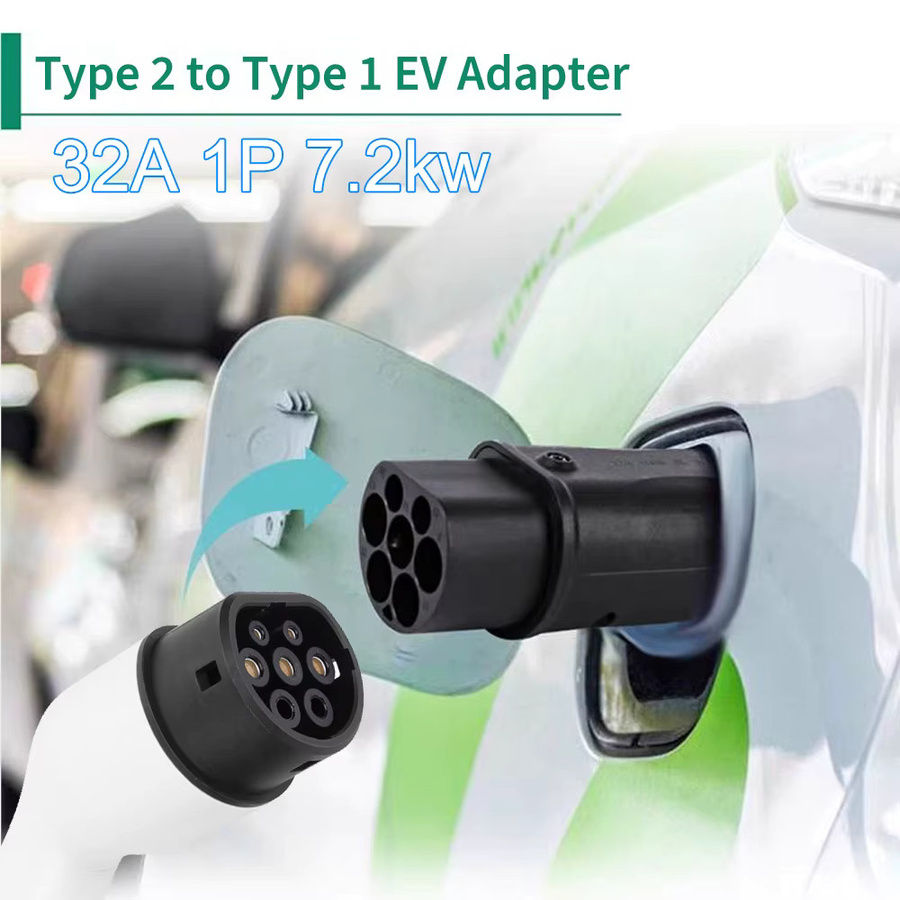 Teschev Elektrofahrzeug Ladeadapter Typ 2 auf Typ 1 J1772 EV-Adapter in Schwarz - Bild 5