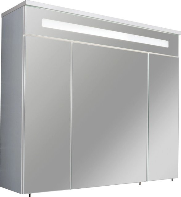Fackelmann Spiegelschrank Kara mit integrierter LED-Beleuchtung und Softclose-Türen, Grau, B: 80 cm, H: 69,6 cm, T: 22,5 cm - Bild 3