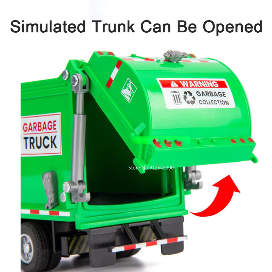 DUFFDUN Urban Garbage Recycling Auto Modell Spielzeug, 1:32, Metall, mit Sound und Licht, Rückzugfunktion - Bild 4