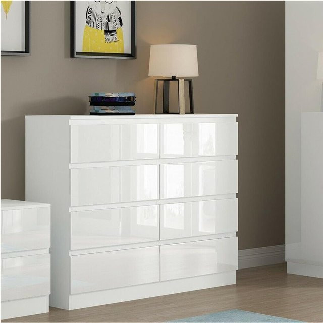 HTI-Living Sideboard Kenji Modern mit 8 Schubladen in Hochglanz Weiß - Bild 1