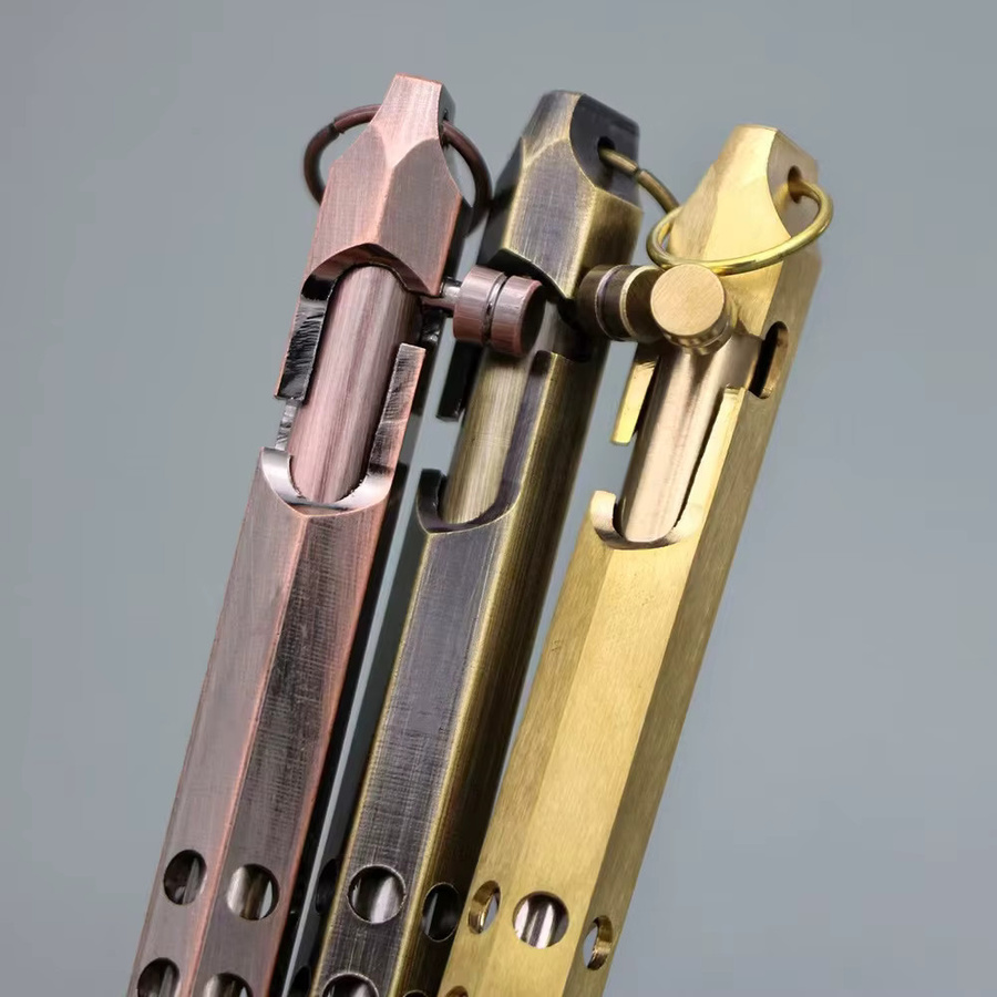 YESISOK EDC Kugelschreiber aus Messing als Mini Schlüsselanhänger in Gold und Schwarz - Bild 2