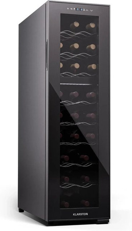 Klarstein Shiraz 24 Duo Weinkühlschrank in Schwarz mit 2 Zonen, 75 l Fassungsvermögen für 24 Flaschen und Touch-Bedienung