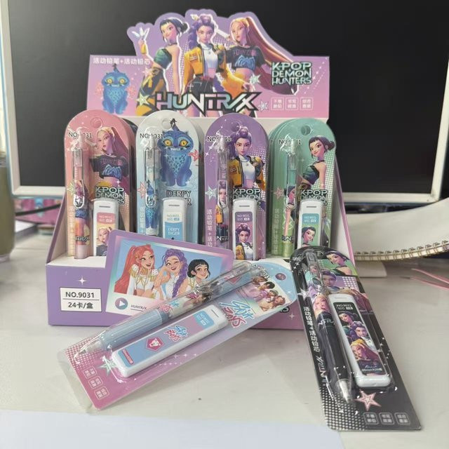 Yiran toy 1 Mechanisches Bleistift Set Dämonenjäger Cartoon Klick-Bleistifte für Schüler und Bürobedarf, 2 Stück, Mehrfarbig - Bild 1