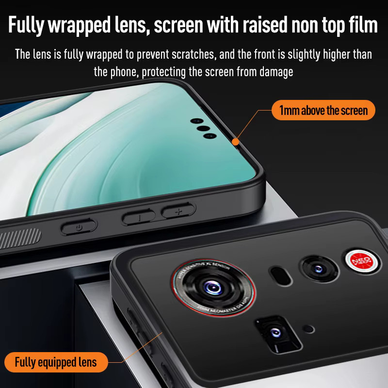 AG Matte Frosted Handyhülle für ZTE Nubia Z80/Z70/Z60 Ultra mit magnetischer Metallringhalterung und Kameraschutz in Schwarz - Bild 4