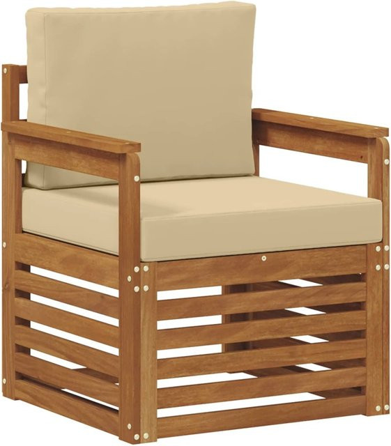 vidaXL Outdoor-Sofagarnitur aus Akazienholz mit Kissen in Natur-beige, B/T/H: 71 x 63 x 73 cm - Bild 1