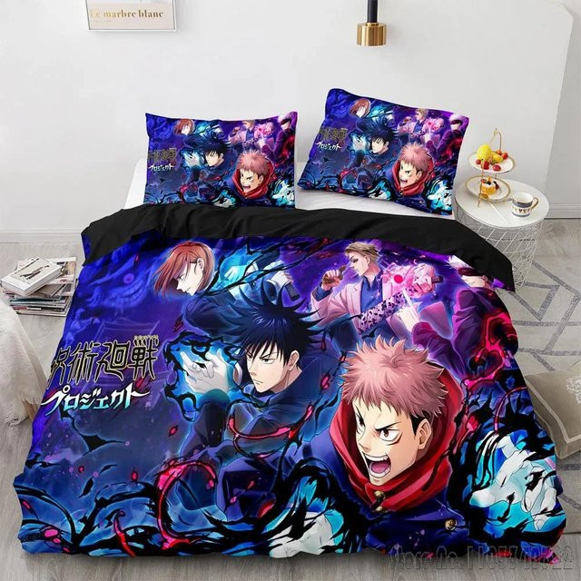 Binchi Fitness Anime Jujutsu Kaisen Satoru Gojo Bettwäscheset aus Mikrofaser, Mehrfarbig, B/H: 140 x 210 cm - Bild 1
