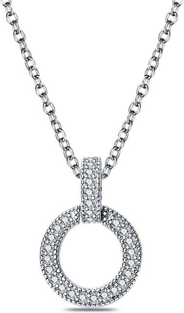 Halskette 925 Silber, Weiß, Zirkonia, Damen - Bild 1