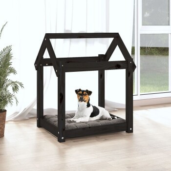 VidaXL Hundebett S aus Kiefernholz in Schwarz, B/T/H: 61 x 50 x 70 cm - Bild 3