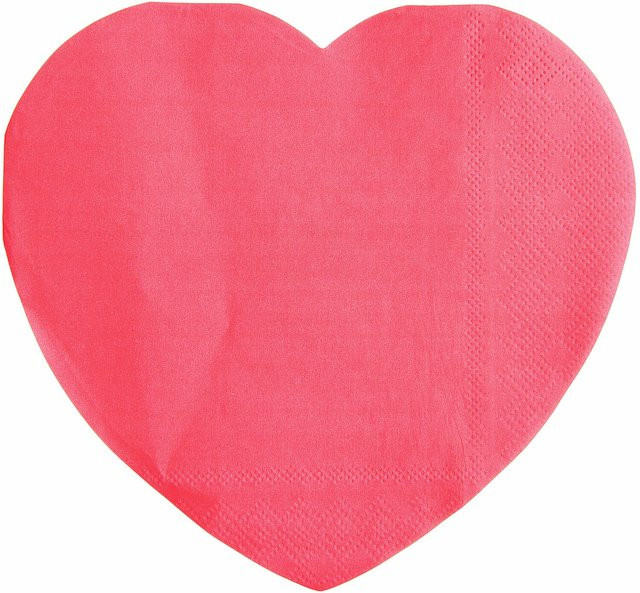 Rico Design Servietten mit Herzmotiv in Neon Pink, 20 Stück - Bild 1