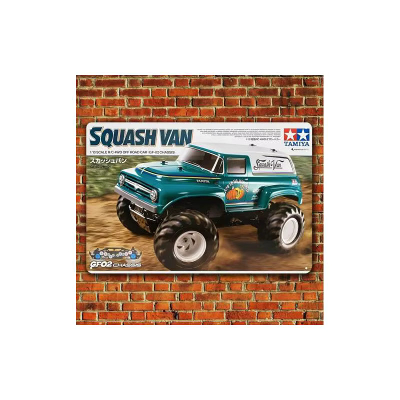Tamiya Squash Van Boxart Metallposter Vintage RC-Auto Blechschild, B: 20 cm, H: 14 cm - Bild 2