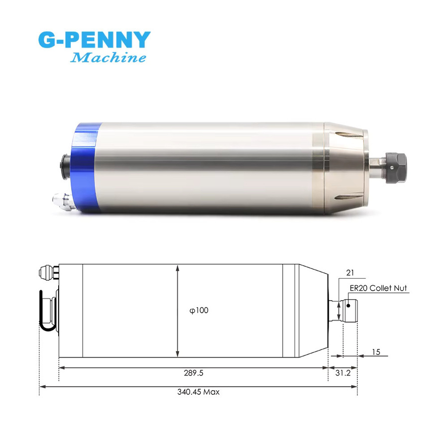G-Penny Metallbearbeitungsspindelsatz mit 3,7 kW Leistung, Wechselrichter und Pumpe für die Bearbeitung von Stahl, Kupfer und Eisen, 12000 bis 24000 U/min - Bild 2