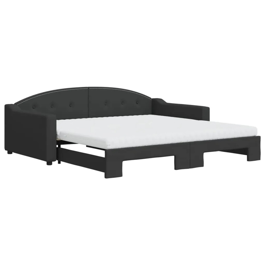 vidaXL Ausziehbares Tagesbett mit Matratze in Schwarz für Wohnzimmer oder Schlafzimmer B/T/H: 223 x 100 x 75 cm - Bild 2