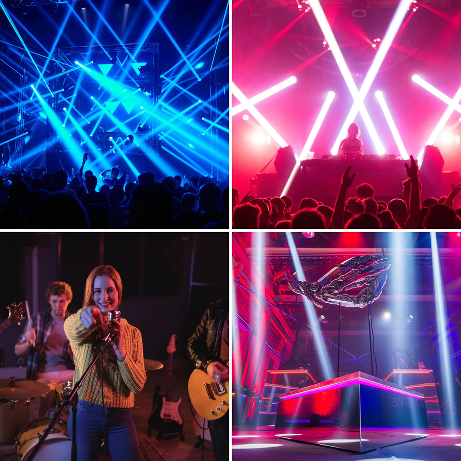 U'King 200W LED Moving Head Spot Light mit DMX512, Beam und Wash-Effekt, 5-Facetten-Prisma, RGB, Schwarz - Bild 5