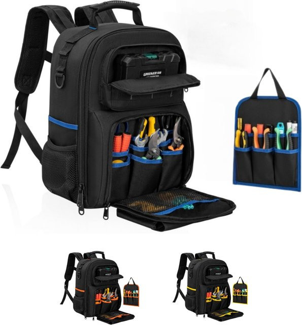 XIYUXIYAN Rucksack-Werkzeugtasche mit großem Reißverschluss und weichem Griff in Orange und Schwarz - Bild 1