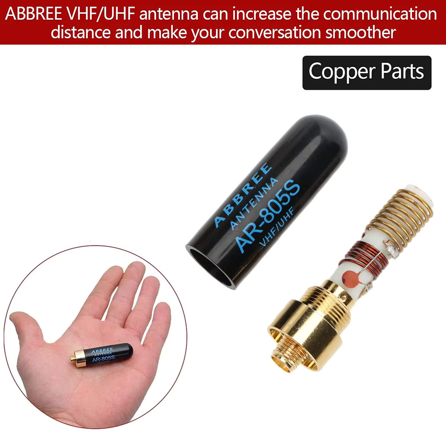 ABBREE Mini Walkie Talkie Antenne AR-805S mit SMA-Buchse Dual Band High Gain für Baofeng BF-888S UV-5R UV-21 PRO Ham Radio in Schwarz und Grün - Bild 4