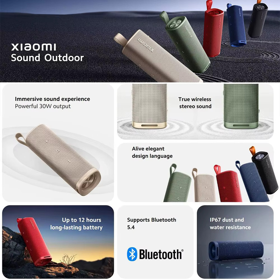 Xiaomi Sound Outdoor Tragbarer Bluetooth-Lautsprecher mit 30W, TWS, IP67 Wasserdicht, Schwarz - Bild 3