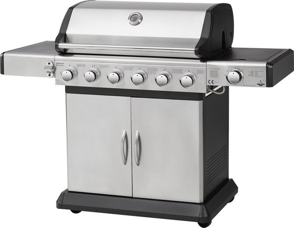 El Fuego Deluxe Gasgrill aus Edelstahl mit 7 Brennern, Seitenbrenner und Warmhalterost sowie gusseisernen Rosten