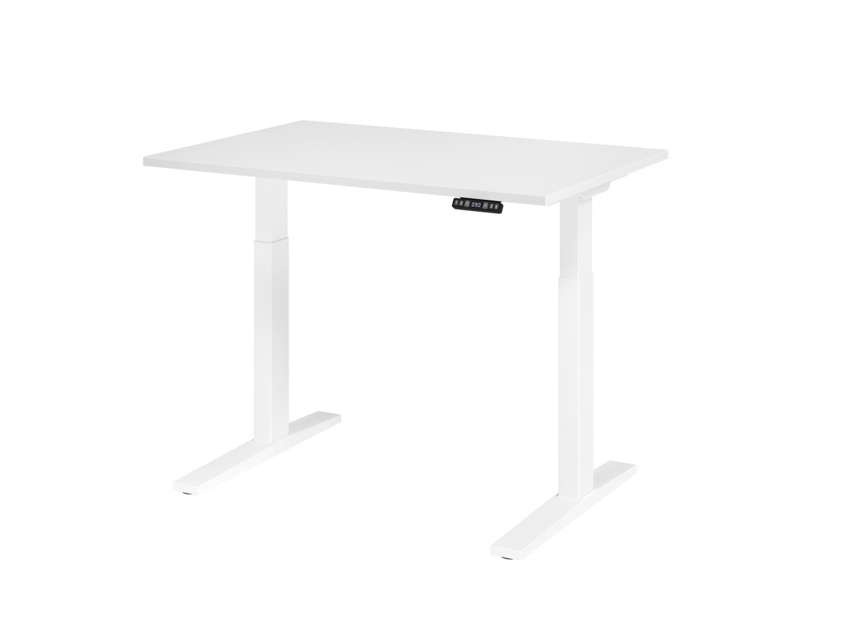 BIGBOXX Höhenverstellbarer Schreibtisch Comfort in Weiß mit elektrischem Motor und MDF-Laminat-Tischplatte - Bild 1