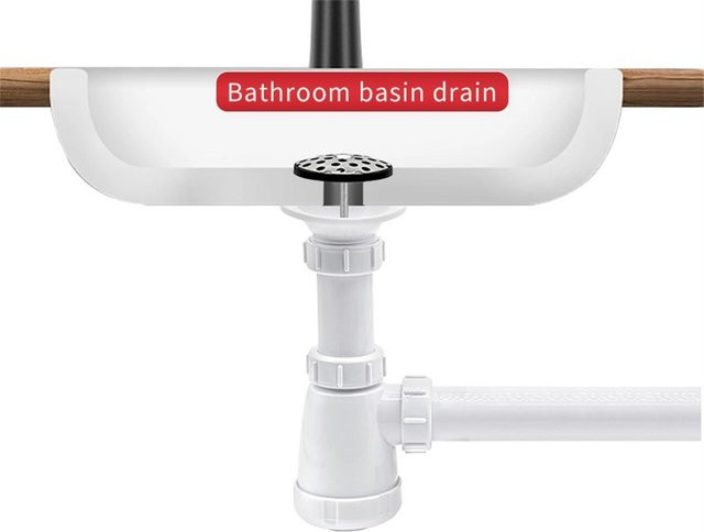 LEENKEA Abflussrohr für Waschbecken in Weiß, Wandmontage, verstellbar und geruchshemmend - Bild 1