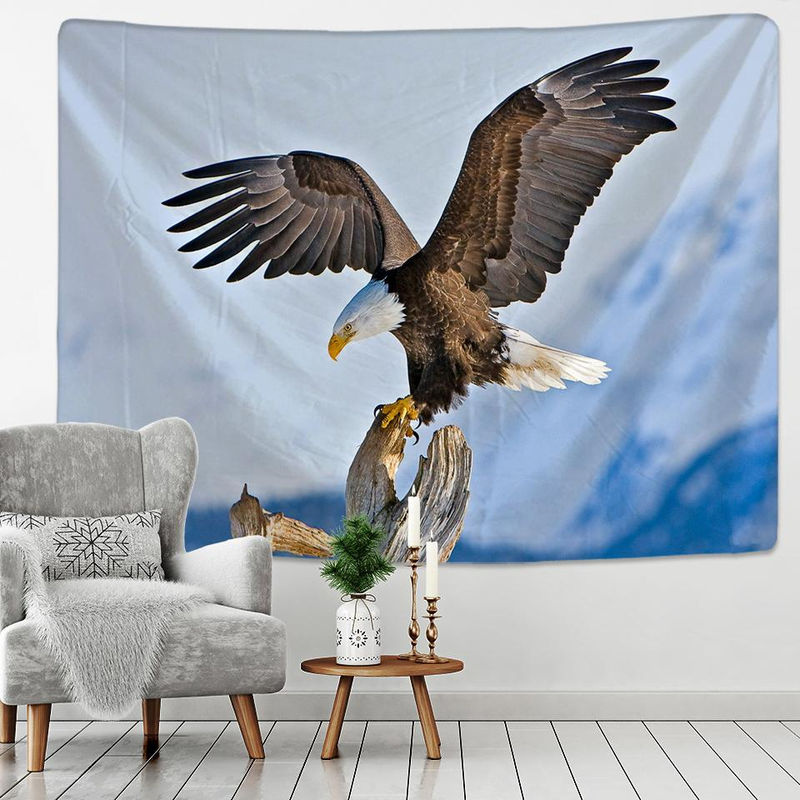 Binchi Outdoor Equipment Wandbehang Bohemian mit Vögeln und Wolken, Blau-Weiß, B: 95 cm, H: 70 cm - Bild 2