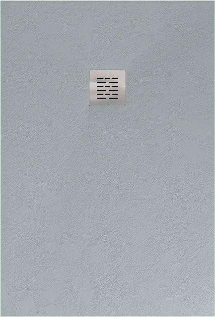 Stano Duschwanne Sierra aus Mineralguss, rechteckig, Grau, B/T: 100 x 120 cm, extra flach mit Ablaufschutz in Chrom und Anti-Slip-Funktion - Bild 1