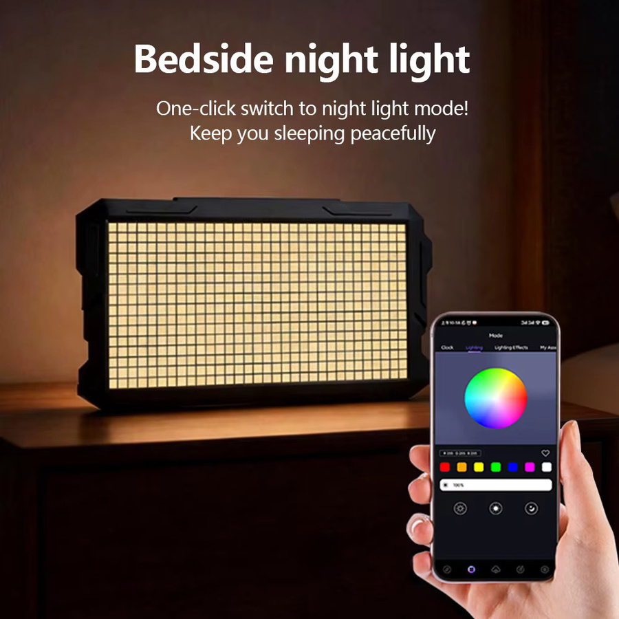 Intelligentes Bluetooth Pixel-Rahmen Nachtlicht mit RGB-LED-Display, Programmierbare Digitale Kunst-Uhr für DIY-Animationen, Schwarz, B/H: 32 x 32 cm - Bild 2