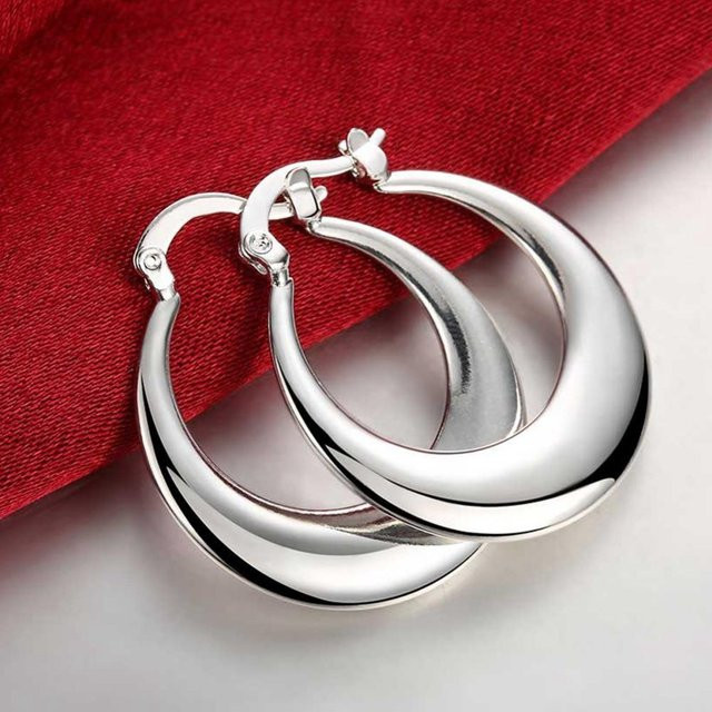 Ohrringe 925 Silber, Mond Kreis Hoop, Damen - Bild 1