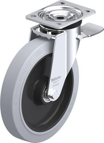 Blickle Lenkrolle L-POEV 250K-3-ST-SG mit Feststeller in Schwarz-Grau, Rad-Durchmesser: 25 cm, Tragfähigkeit: 600 kg - Bild 1