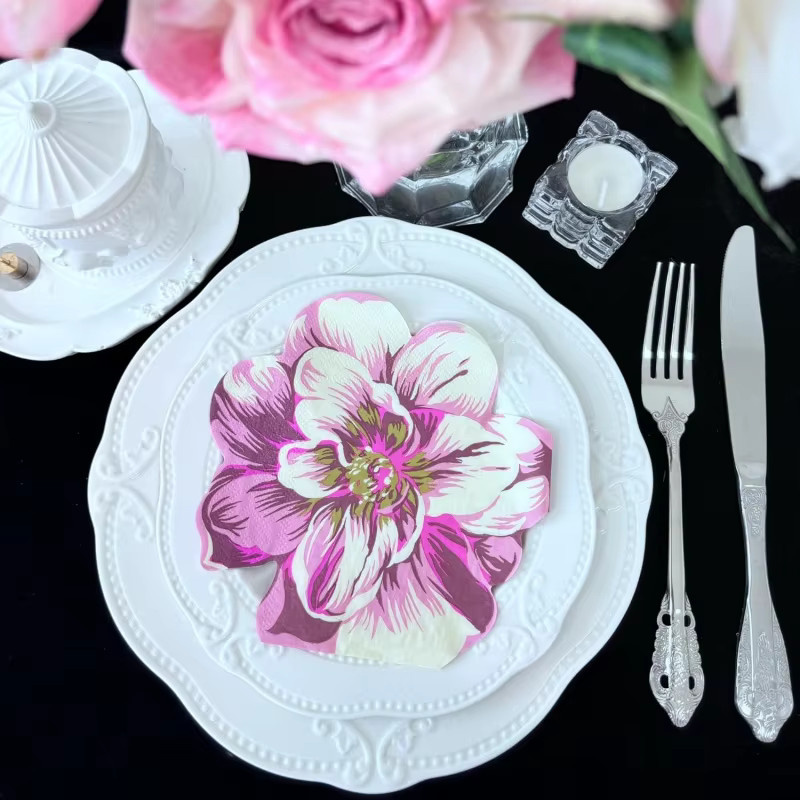 20 Stück bedruckte Blumen-Papierservietten in Grün und Multicolour, 2-lagig, B: 32 cm, H: 33 cm - Bild 2