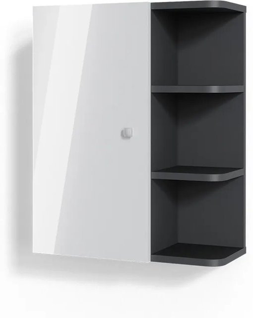 Vicco Hängeschrank Fynn Badschrank in Weiß und Anthrazit Hochglanz mit Ablagen B: 47,2 cm, H: 59,2 cm, T: 20,8 cm - Bild 2