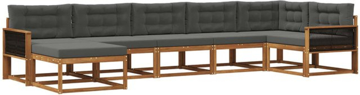 vidaXL Outdoor-Sofagarnitur aus Akazie mit 7-teiligem Set und Kissen in Natur und Anthrazit - Bild 1