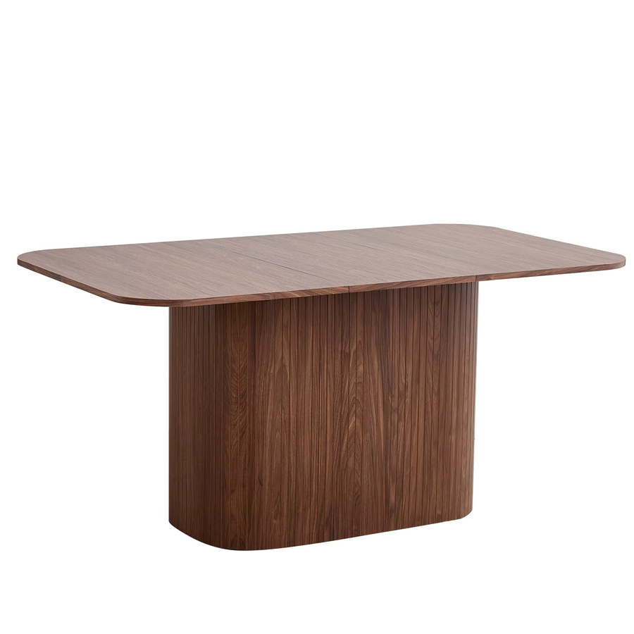 GrandCA HOME Nordischer Esstisch aus Massivholz in Braun, Rechteckiger Esstisch mit gewelltem Sockel für die Küche oder das Esszimmer, B: 160 cm, T: 90 cm - Bild 4