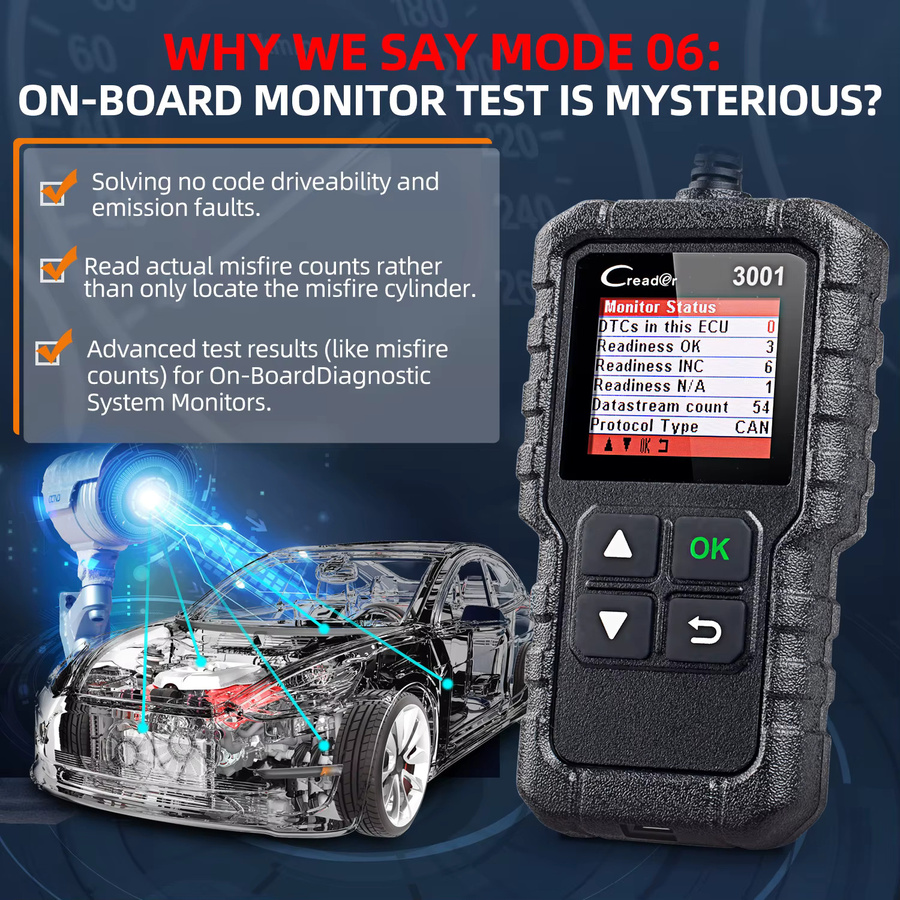 LAUNCH CR3001 OBD2-Codeleser Auto-Diagnosetool mit I/M-Motorbatterietester in Schwarz - Bild 4