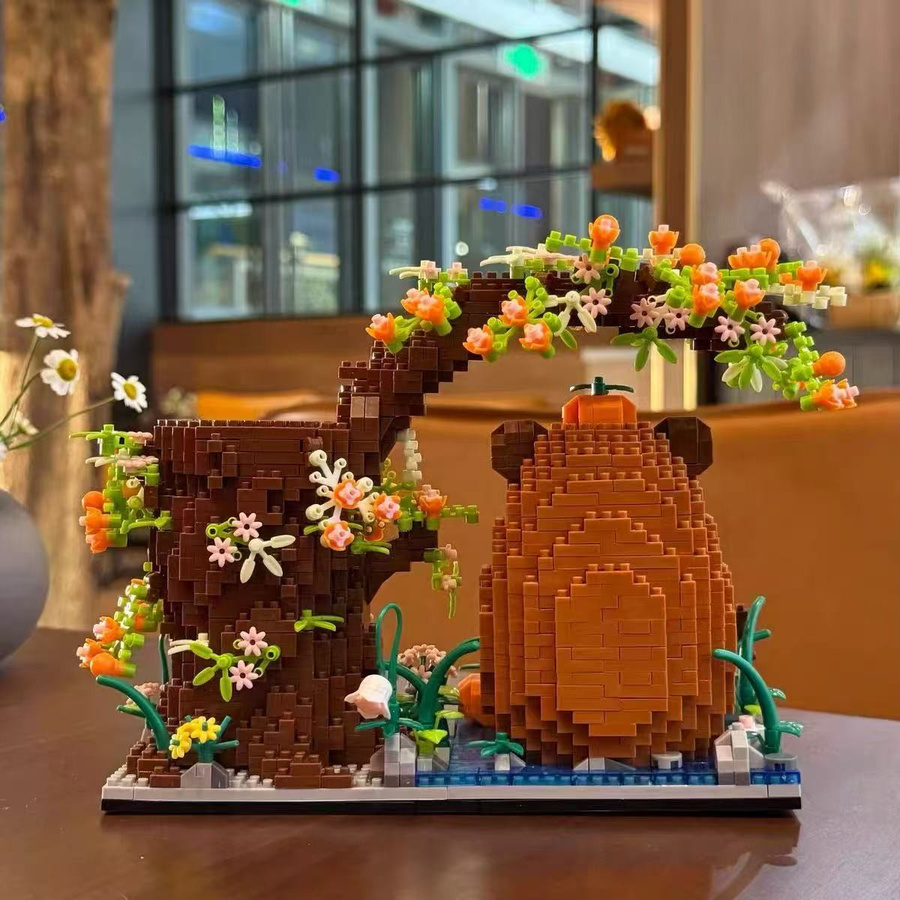 KNEW BUILT Capybara Stiftehalter, Mikro Mini Baustein Spielzeug, ab 14 Jahren - Bild 1
