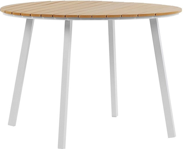 Beliani Gartentisch CAVOLI in Weiss und hellem Holzfarbton, B/T/H: 105 x 105 x 73 cm - Bild 1